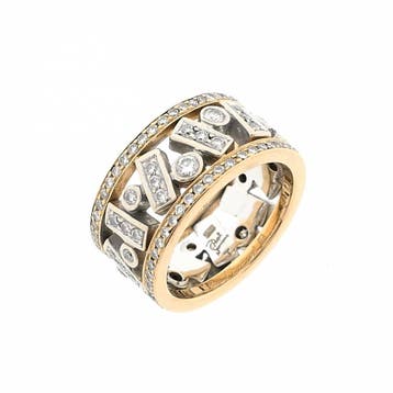 Bicolor gouden ring met diamanten; Ca. 1,15 ct., Gebruikt, Ophalen of Verzenden, Kleiner dan 17, Met edelsteen