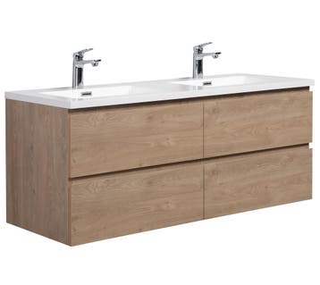 Badkamermeubel Set Angela 140cm Kastanje Eiken Badmeubel, Huis en Inrichting, Badkamer | Badkamermeubels, Verzenden, Nieuw