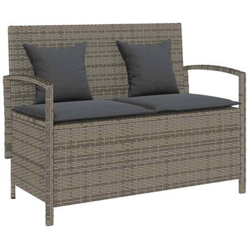 vidaXL Tuinbank met kussen poly rattan grijs, Verzenden, Nieuw