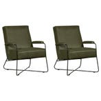 Set van 2 Leren fauteuils Hope - Vintage Olive, Maison & Meubles, Fauteuils, Ophalen of Verzenden