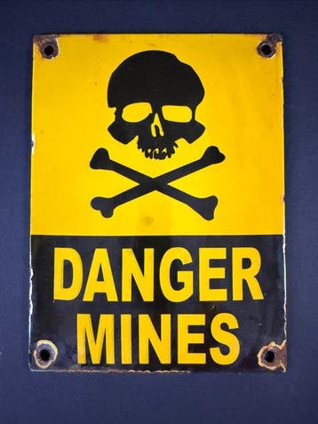 Danger : mines - Plaque émaillée - Acier