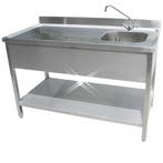 Rvs cheftafel met bodemschap 1500x700x900 mm (spoelbak recht, Verzenden