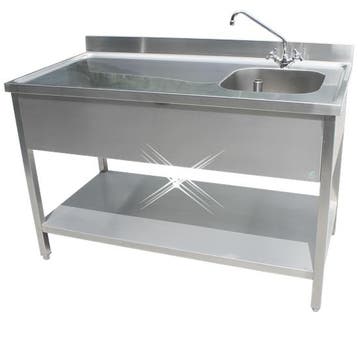 Rvs cheftafel met bodemschap 1500x700x900 mm (spoelbak recht, Verzenden, Nieuw in verpakking