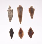 6 neolithische pijlpunten vuursteen Pijlpunt (Zonder