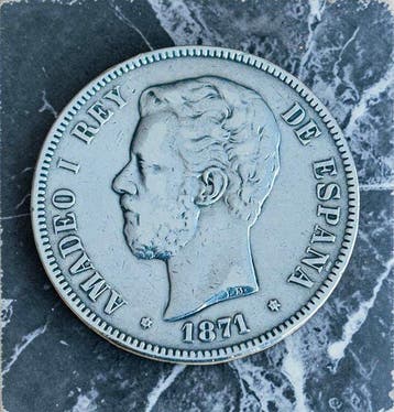 Espagne. Amédée Ier. 5 Pesetas 1871*71 SDM (Sans prix de