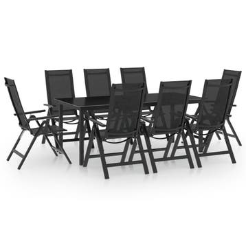 vidaXL 9-delige Tuinset aluminium antracietkleurig, Verzenden, Nieuw, Tuinset