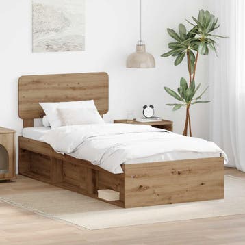 vidaXL Bedframe Ambachtelijk Eiken 75 x 190 cm Massief, Verzenden