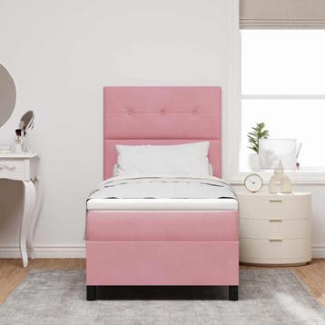 vidaXL LED Box Spring Bed met hoofdeinde Roze 80 x 200 cm, Verzenden