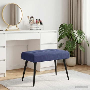 vidaXL Bank met knopen tufting Politieblauw 60 x 40 x 45 cm, Verzenden