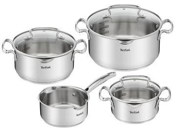 Tefal Duetto+ Pannenset - 4-delig - RVS - Inductie - Glazen, Maison & Meubles, Cuisine | Casseroles & Poêles, Verzenden