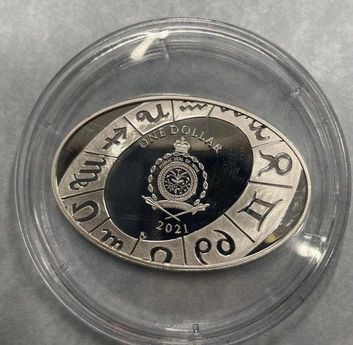 Niue. 1 Dollar 2021 Sternzeichen Zwillinge, 1 Oz (.999), Postzegels en Munten, Munten | Europa | Niet-Euromunten