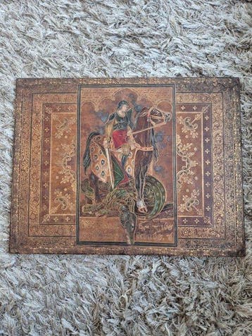 Icône - Saint Georges, le tueur de dragons - Bois, Cuir - 44
