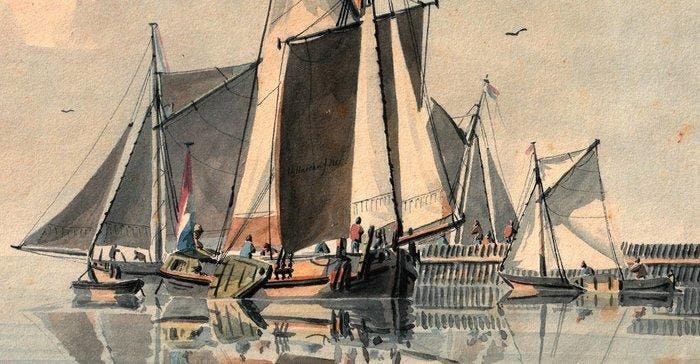 Nederlandse school (XIX) - Scène marine, Antiek en Kunst, Kunst | Schilderijen | Klassiek