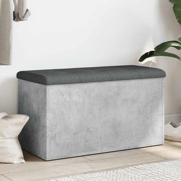 vidaXL Opbergbankje 82x42x45 cm bewerkt hout betongrijs, Verzenden, Nieuw