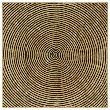 vidaXL Gebied Tapijt Zwart 160 x 160 cm Jute, Verzenden, Nieuw
