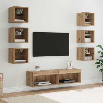 vidaXL TV Kast 8 st Artisan Eiken Glas, Verzenden, Nieuw