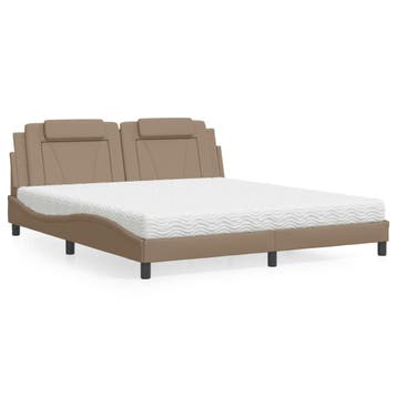 vidaXL Bed Viana met matras kunstleer cappuccinokleurig, Huis en Inrichting, Slaapkamer | Bedden, Verzenden, Nieuw