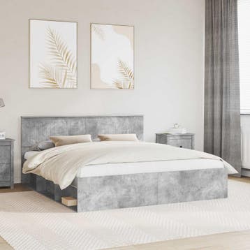 vidaXL Bedframe met hoofdeinde Beton 180 x 200 cm Massief, Verzenden, Nieuw