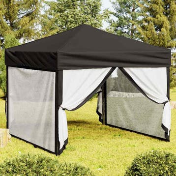 vidaXL Partytent inklapbaar met zijwanden 3x3 m zwart, Verzenden, Nieuw