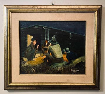 Scuola italiana (XX), Firmato Buccafusco - Scena notturna, Antiek en Kunst