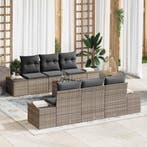 vidaXL Tuinbank Set met opslag 7 pcs Grijs poly rattan, Verzenden, Nieuw