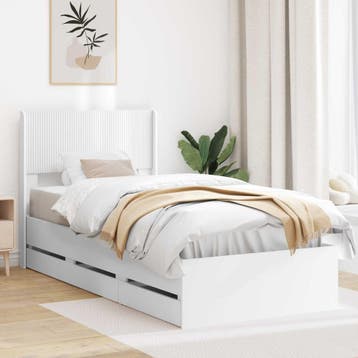 vidaXL Bedframe met opbergruimte en hoofdbord Wit 100 x 200, Verzenden