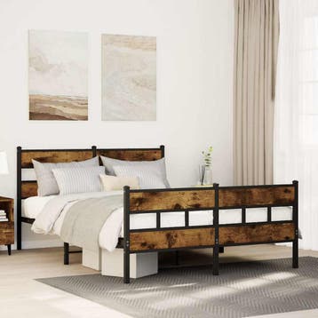 vidaXL Bedframe zonder matras metaal gerookt eikenkleurig, Huis en Inrichting, Verzenden, Nieuw