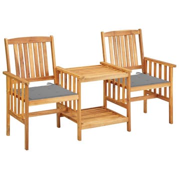 vidaXL Tuinstoelen met tafeltje en kussens massief, Verzenden, Nieuw