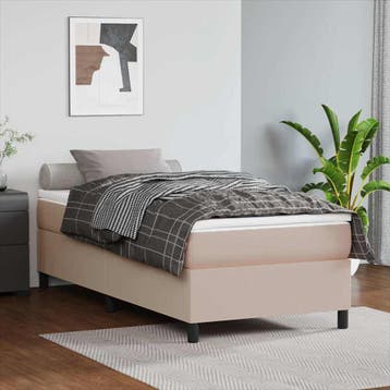 vidaXL Boxspring bed kunstleer cappuccinokleurig 90x190 cm, Verzenden