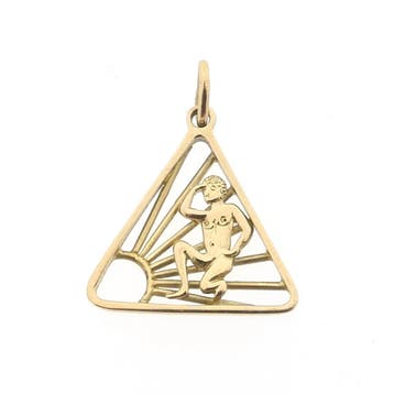 Gouden hanger van het naturisten symbool (Hanger of bedel), Ophalen of Verzenden