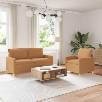 vidaXL bank / zetelstel 2 st Beige Stof, Huis en Inrichting, Zetels | Zetels, Verzenden, Nieuw