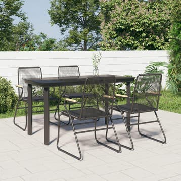 vidaXL 5-delige Tuinset PVC-rattan zwart, Verzenden, Nieuw, Tuinset