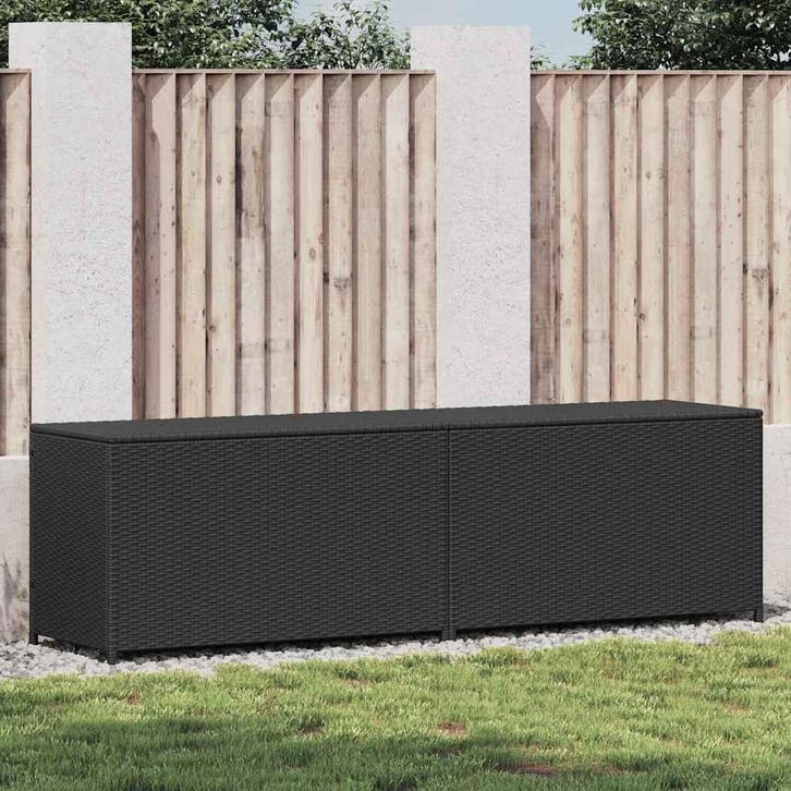 vidaXL Tuinbox 200x50x60 cm poly rattan zwart, Tuin en Terras, Bergingen en Tuinkasten, Nieuw, Verzenden