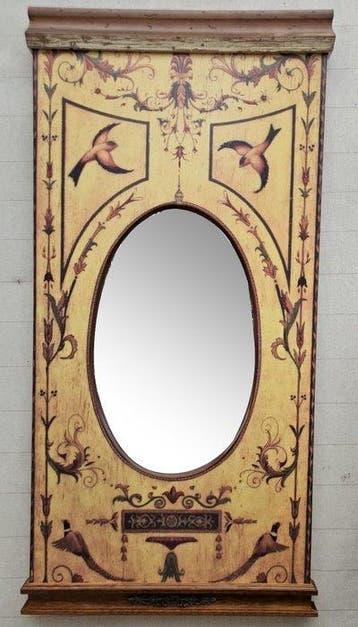 Spiegel - Hout - Wandspiegel van hout met zeefdrukdecoratie