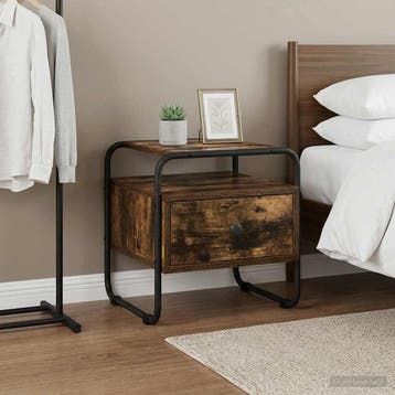 vidaXL Nachtkastje Gerookt eiken Bewerkt hout, Verzenden, Nieuw