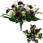 Zijden boeket spiky mum large mixed bush ivory lilac purple, Nieuw