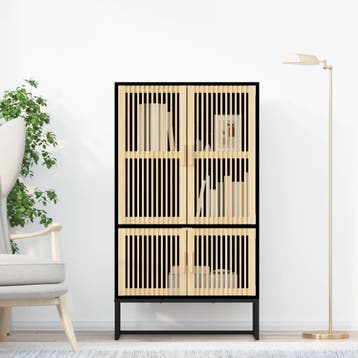 vidaXL Hoge kast 70x35x125 cm bewerkt hout zwart, Verzenden