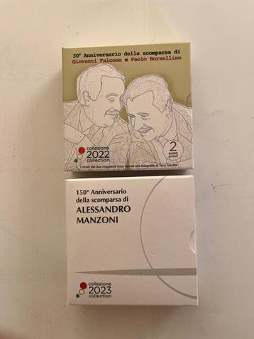 Italië. 2 Euro 2022/2023 Falcone e Borsellino + Manzoni
