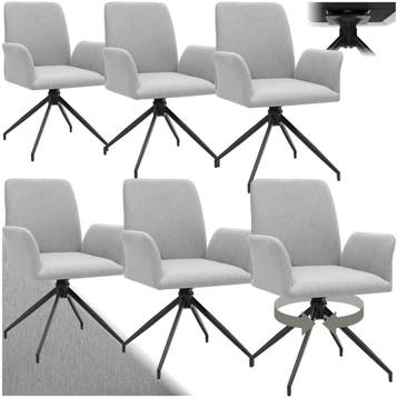 Draaibare fauteuil Daya, gestoffeerd - lichtgrijs, Set van 6, Huis en Inrichting, Verzenden, Nieuw