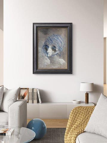 Robert Detheux (1932-2010) - Portrait surréaliste bleu -