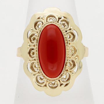 Ring - 14 karaat Geel goud - Carneool, Nieuw