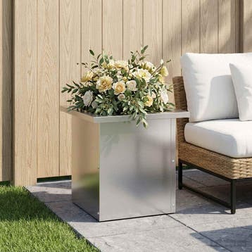 vidaXL Tuinplantenbak met led zilver 30 x 30 x 30 cm, Verzenden, Nieuw