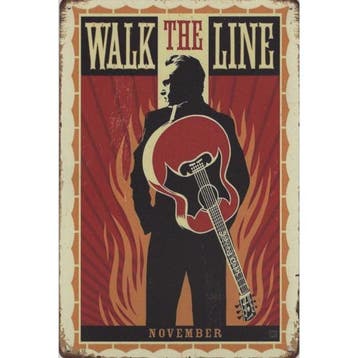 Wandbord -  Johnny Cash Walk The Line, Nieuw