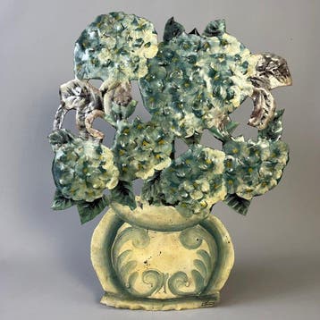 Decoratief ornament - Vintage Toleware Hand Painted Blue