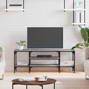 vidaXL Tv-meubel 121x35x45 cm bewerkt hout en ijzer grijs, Verzenden, Nieuw