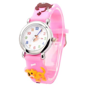 Fako - Kinderhorloge - 3D - Puppies - Roze, Handtassen en Accessoires, Horloges | Kinderen, Verzenden, Nieuw