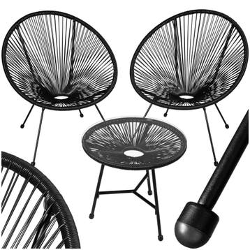 Set van 2 stoelen Santana met tafel - zwart, Verzenden