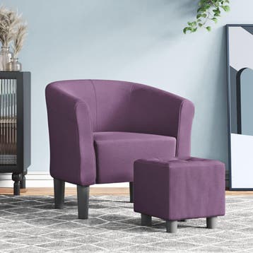 vidaXL Kuipstoel met voetenbank stof paars, Huis en Inrichting, Fauteuils, Verzenden, Nieuw