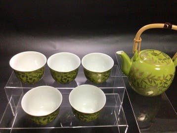 Tachikichi - Theepot - Moegi glazuur met gouden