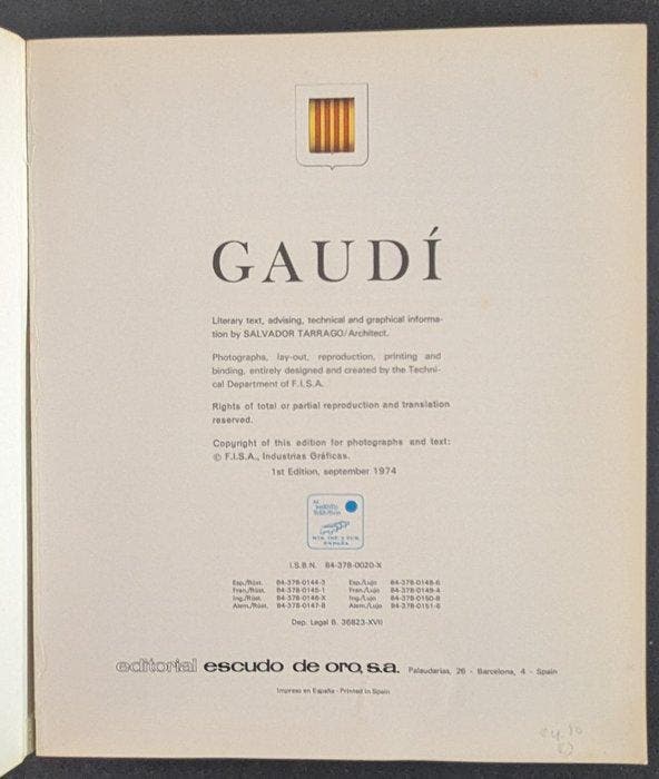 Salvador Tarrago - Gaudi - 1974, Antiquités & Art, Art | Objets design